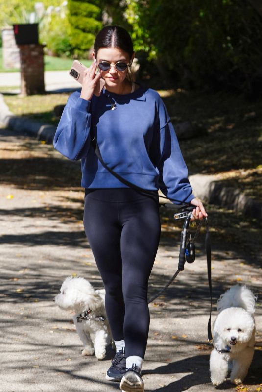 LUCY HALE Out with Her Dogs in Studio City 04/01/2024