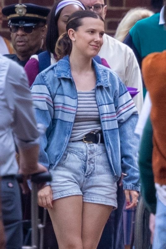 MILLIE BOBBY BROWN on the Set of The Electric State in Atlanta 04/02/2024