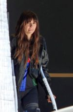 NINA DOBREV Out with Crutches at Vegan Donut Shop Fonuts in Los Angeles 04/27/2024