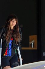 NINA DOBREV Out with Crutches at Vegan Donut Shop Fonuts in Los Angeles 04/27/2024