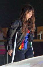 NINA DOBREV Out with Crutches at Vegan Donut Shop Fonuts in Los Angeles 04/27/2024