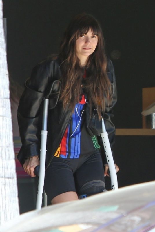NINA DOBREV Out with Crutches at Vegan Donut Shop Fonuts in Los Angeles 04/27/2024