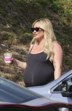Pregnant HILARY DUFF Out Hikinig with Friends in Los Angeles 04/22/2024