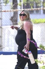 Pregnant HILARY DUFF Out Hikinig with Friends in Los Angeles 04/22/2024
