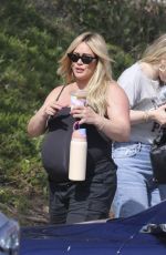 Pregnant HILARY DUFF Out Hikinig with Friends in Los Angeles 04/22/2024