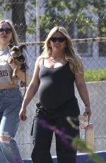 Pregnant HILARY DUFF Out Hikinig with Friends in Los Angeles 04/22/2024
