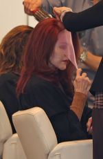 PRISCILLA PRESLEY at a Hair Salon in Beverly Hills 04/25/2024