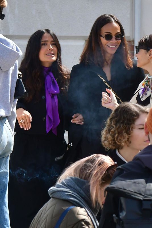 SALMA HAYEK and ZOE SALDANA Out in Venice 04/18/2024