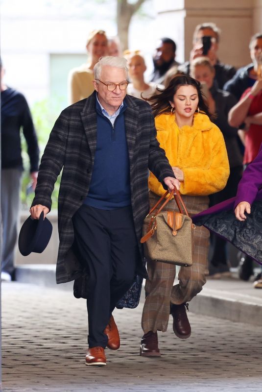 SELENA GOMEZ, Martin Short and Steve Martin on the Set of Only Murders in the Building in New York 04/24/2024