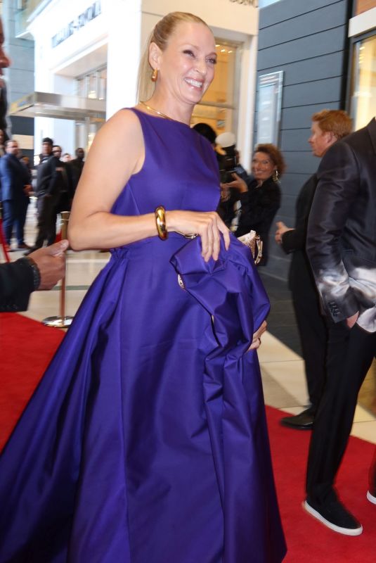 UMA THURMAN Arrives at Columbus Circle Mall in New York 04/27/2024