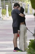 ALEXANDRA SAINT MLEUX And Charles Leclerc Out with Their Dog at a Beach in Miami 04/29/2024