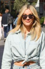 ASHLEY ROBERTS in Double Denim Leaves Heart Radio in London 05/08/2024