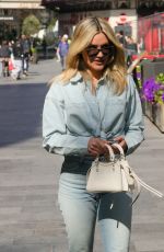ASHLEY ROBERTS in Double Denim Leaves Heart Radio in London 05/08/2024