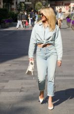 ASHLEY ROBERTS in Double Denim Leaves Heart Radio in London 05/08/2024