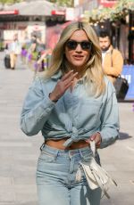 ASHLEY ROBERTS in Double Denim Leaves Heart Radio in London 05/08/2024