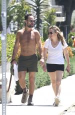 BECKI NEWTON and Chris Diamantopoulos Out with Their Dog in Los Feliz 04/30/2024
