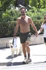 BECKI NEWTON and Chris Diamantopoulos Out with Their Dog in Los Feliz 04/30/2024