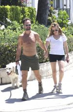 BECKI NEWTON and Chris Diamantopoulos Out with Their Dog in Los Feliz 04/30/2024