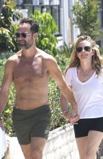 BECKI NEWTON and Chris Diamantopoulos Out with Their Dog in Los Feliz 04/30/2024