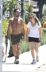 BECKI NEWTON and Chris Diamantopoulos Out with Their Dog in Los Feliz 04/30/2024