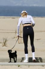CHARLOTTE MCKINNEY Out with Her Dog at a Beach in Santa Monica 05/01/2024