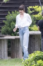 DAKOTA JOHNSON and Chris Evans on the Set of The Materialists in New York 05/22/2024