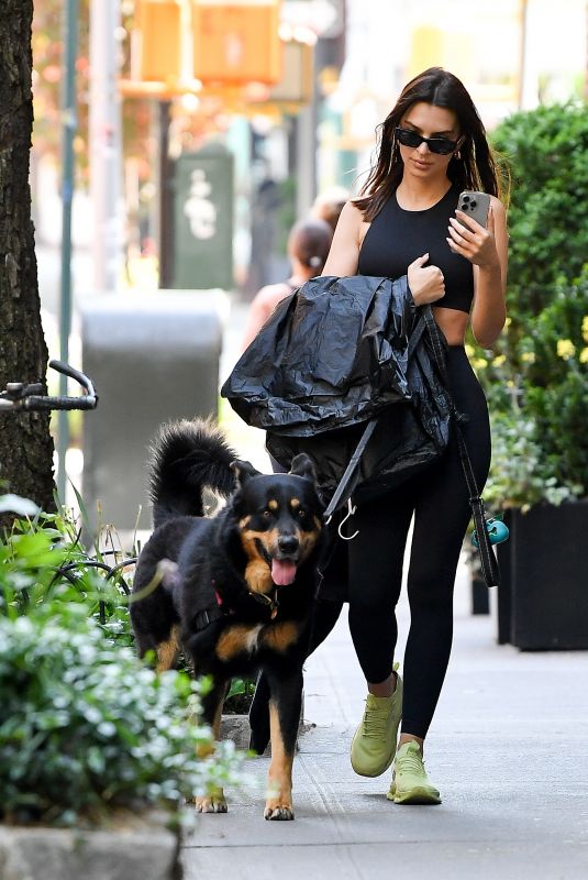 EMILY RATAJKOWSKI Takes Her Dog for a Walk in New York 05/14/2024