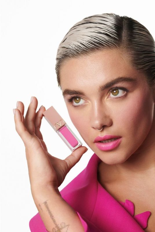 FLORENCE PUGH for Valentino Beauty Liquirosso Lipstick Campaign, May 2024