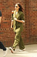 IRINA SHAYK in Emerald Green Out in New York 05/23/2024