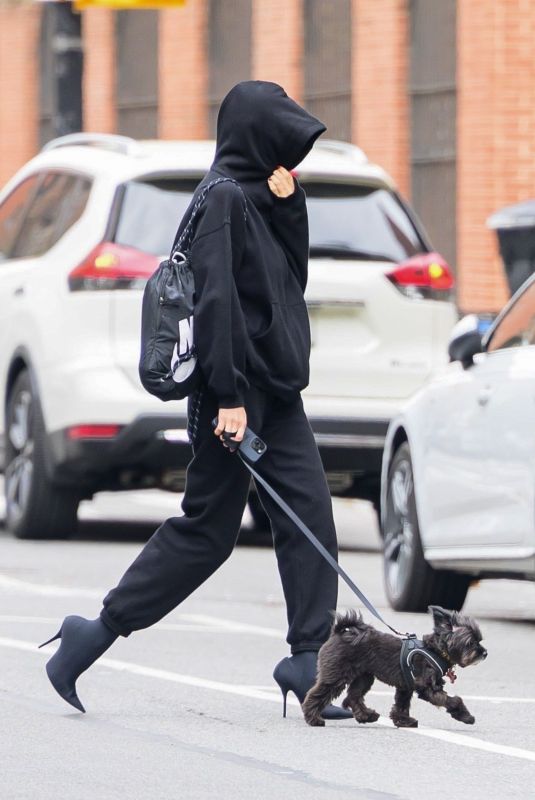 IRINA SHAYK Out with Her Dog in New York 05/09/2024