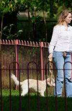JODIE COMER Out Playing with Her Dog at a Park 05/14/2024