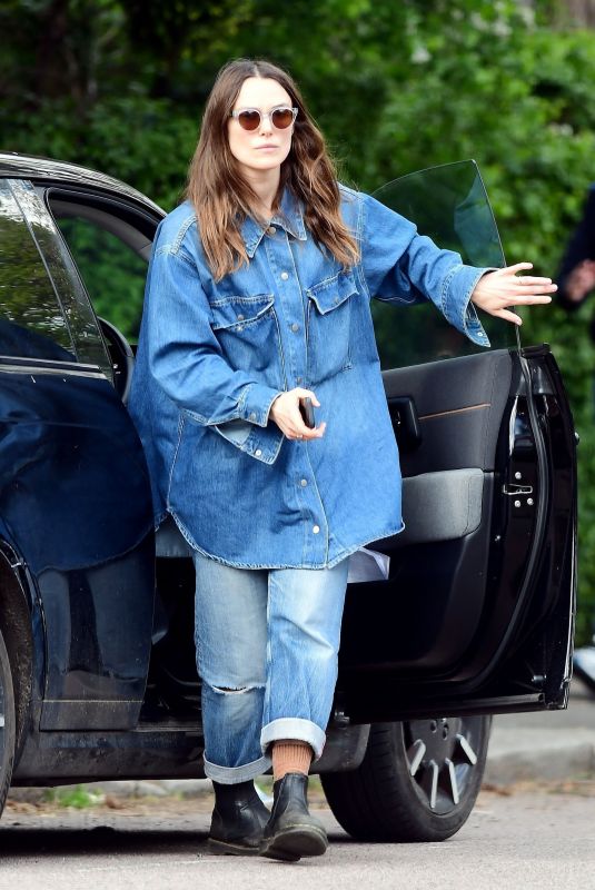 KEIRA KNIGHTLEY in Double Denim Out in London 04/30/2024