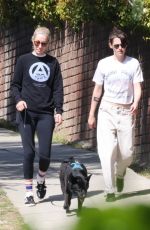 KRISTEN STEWART and DYLAN MEYER Out with Their Dog in Los Angeles 04/30/2024