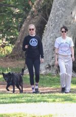 KRISTEN STEWART and DYLAN MEYER Out with Their Dog in Los Angeles 04/30/2024