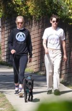 KRISTEN STEWART and DYLAN MEYER Out with Their Dog in Los Angeles 04/30/2024