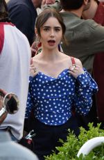 LILY COLLINS on the Set of Emily in Paris with Eugenio Franceschini in Rome 04/292024