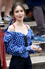 LILY COLLINS on the Set of Emily in Paris with Eugenio Franceschini in Rome 04/292024