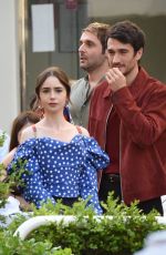 LILY COLLINS on the Set of Emily in Paris with Eugenio Franceschini in Rome 04/292024