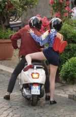 LILY COLLINS on the Set of Emily in Paris with Eugenio Franceschini in Rome 04/292024