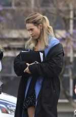 LILY JAMES on the Set of Swiped in Los Angeles 05/17/2024