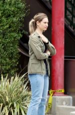LILY JAMES on the Set of Swiped in Los Angeles 05/24/2024