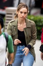 LILY JAMES on the Set of Swiped in Los Angeles 05/24/2024
