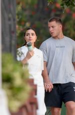 OLIVIA CULPO and Christian McCaffrey Out with Their Dog in Los Angeles 05/08/2024
