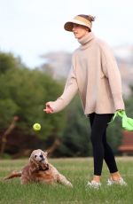 RACHAEL FINCH Out with Her Dog at a Park in Sydney 05/25/2024