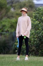 RACHAEL FINCH Out with Her Dog at a Park in Sydney 05/25/2024