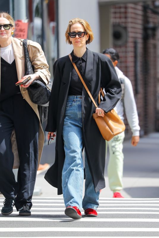 SARAH PAULSON Heading to Mark Hotel for Met Gala Fitting in New York 05/03/2024