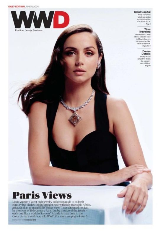 ANA DE ARMAS - Louis Vuitton High Jewelry Tiara Monogram Star cut Diamond for WWD, June 2024