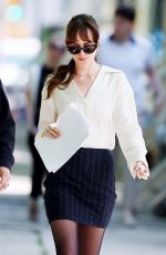 DAKOTA JOHNSON Arrives at Her Trailer on the Set of Materialists in Brooklyn 05/30/2024
