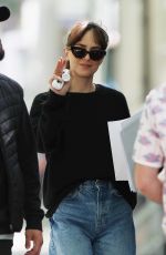 DAKOTA JOHNSON Arrives at Her Trailer on the Set of Materialists in Brooklyn 05/30/2024
