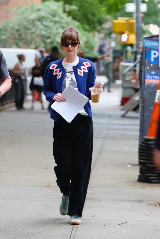 DAKOTA JOHNSON Arrives for Last Day of Filming Materialists in Chelsea 06/06/2024